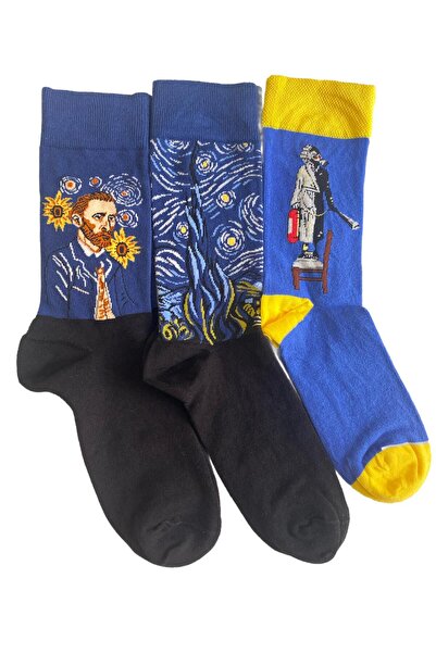 TMR Wearable Art Quality Comfortable Breathable Unisex 3-Piece Socks Set (Siz...