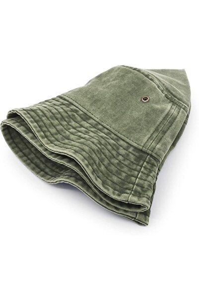 STARSTAR Fisherman's Hat - Wide-brimmed, flat-topped sun Cotton Light green 5...