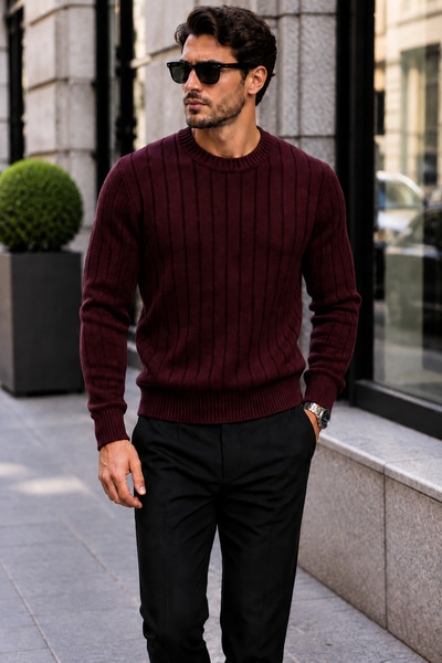 Generic Brand Men's Thick Ribbed Basic Sweater