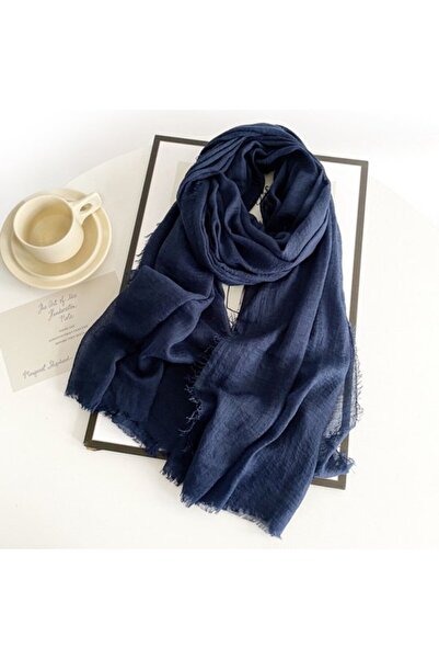 STARSTAR Women's cotton-linen scarf off-white 185x90cm tassel vintage.