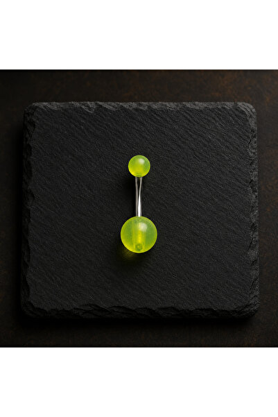 Sinsemilla Jewelry Neon Yeşil Akrilik Toplu Gümüş Renk Göbek Piercing