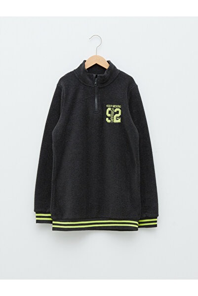 LC Waikiki Hanorac din fleece pentru băieți, cu guler înalt, cu broderie și m...