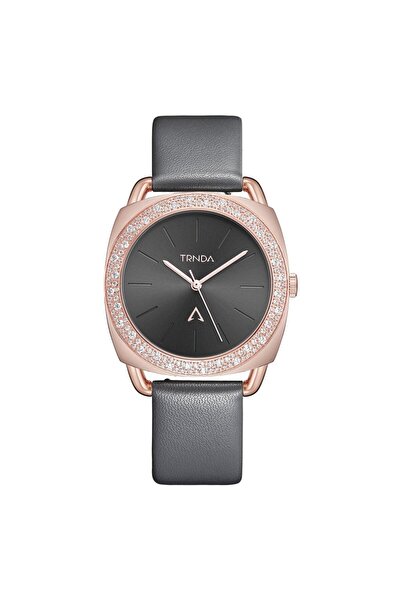 TRNDA Women's Rose Gold Stainless Steel Watch, Gray Leather | Trnda-001