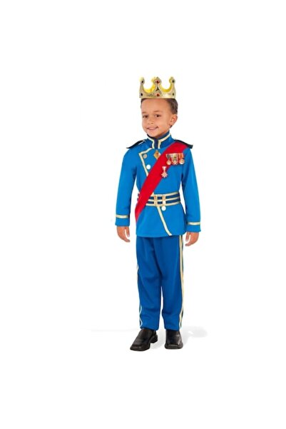 Funny Party Shop Costum de prinț pentru copii, albastru, cu coroană, eșarfă r...