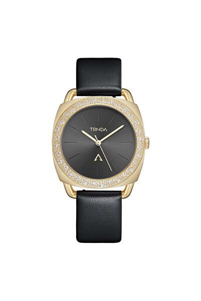TRNDA Women's Gold Stainless Steel Watch, Black Dial | Trd-35b
