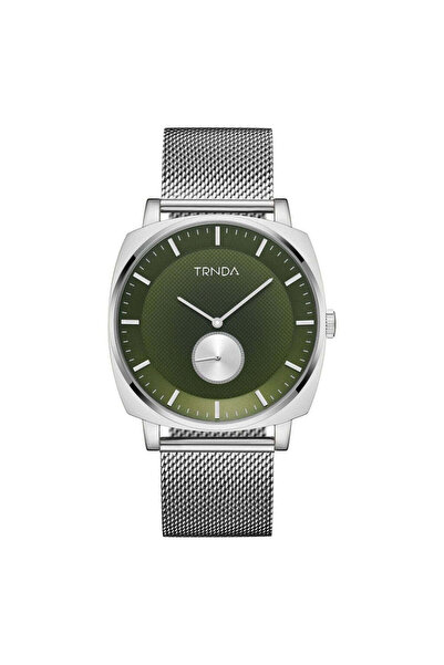 TRNDA Men's Silver Stainless Steel Watch, Seaweed Green Dial | Trn45mm