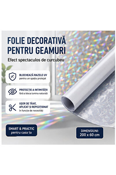 OEM Folie Decorativă Autoadezivă Curcubeu Geam 60x200cm - set 1 buc