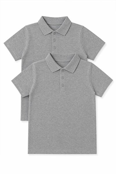 Perendi Unisex Children's 2-Piece Polo Collar Short Sleeve School T-Shirt