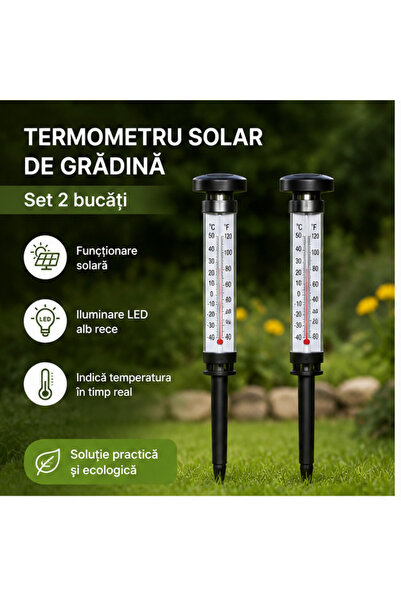 OEM Termometru Solar de Grădină cu LED, IP44, Set 2 buc