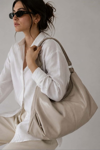 Yuka Atelier Smooth Light Mink Large Size Casual Women's Shoulder Bag - Cross...