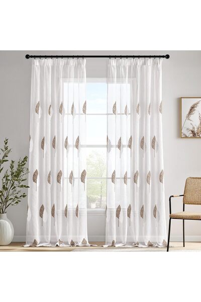 OtherMax Perdele Brodate Elegante Set 2 Bucăți 140x260 cm Albe — draperii bro...