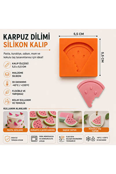 pratikpastacılık قالب سيليكون على شكل شريحة البطيخ 5.5 × 5.5 سم - قالب للكيك ...