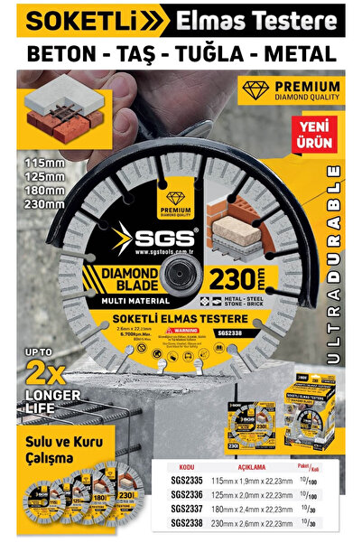 İBTAŞ SGS2335 - 115mm Soketli Elmas Testere Multi Material (Beton Taş Tuğla Metal Kesici)