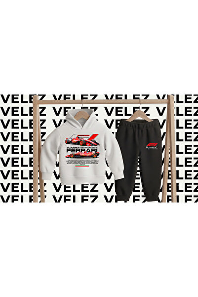 STİL-X Formula 1 Printed 3 Threaded Hooded Children's Tracksuit Set