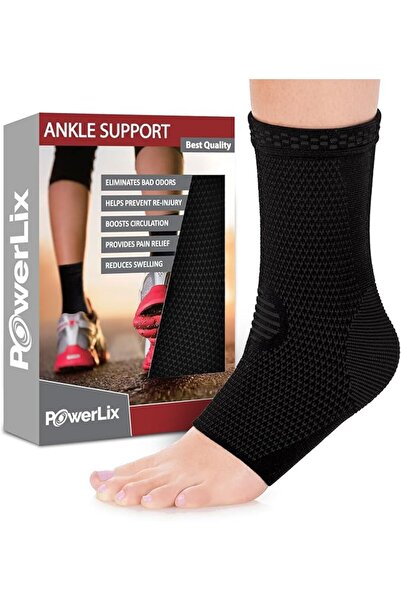 POWERLIX Ankle Brace Compression Support Sleeve (Pair) for Injury Recovery, J...