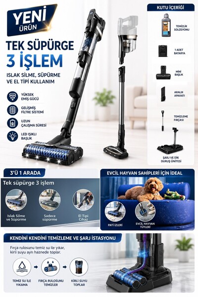 Philips 90 Dk Kesintisiz Temizlik Çift Bataryalı 9000 Serisi Aqua Trio Islak ...