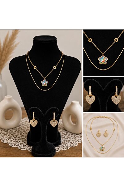ENORİA ACCESSORİES Yıldız Taş Kolye & Kalp Küpe Kombini