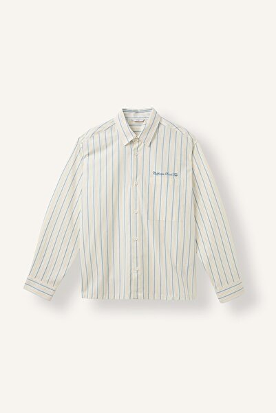 DeFacto Boxy Fit Shirt Collar Striped Cotton Long Sleeve Shirt I5775Ax26Au