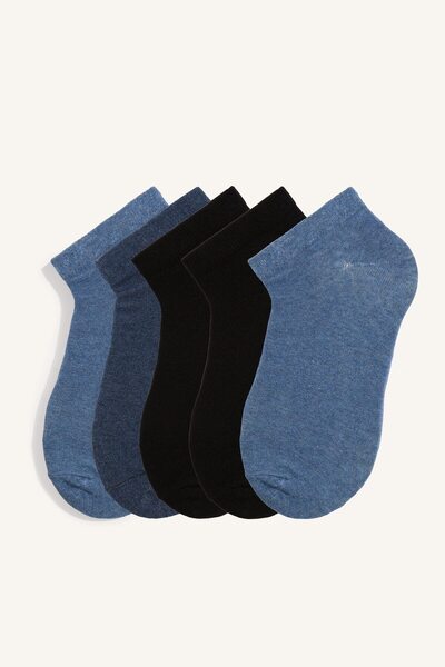 DeFacto Men's 5-Piece Cotton Textured Booties Socks Set I2942Axns