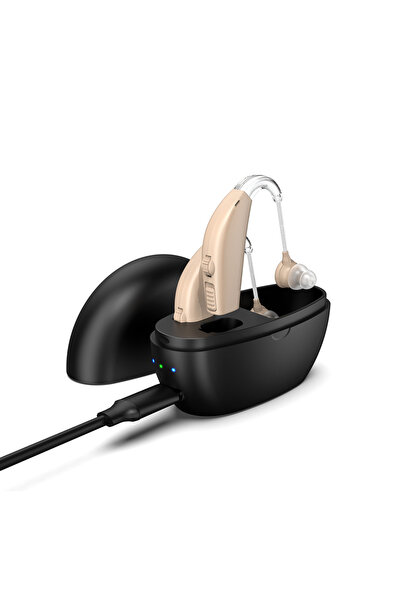 Choice Black BTE Rechargeable Sound Amplifier Severe Hearing Aid For Deaf Peo...