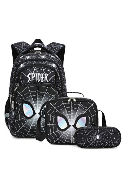 Joystos Set rucsac școlar ergonomic Joystos, model Spiderman Negru, pentru bă...