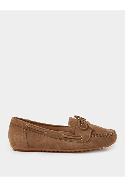 Styli Brown Suede Flat Loafers