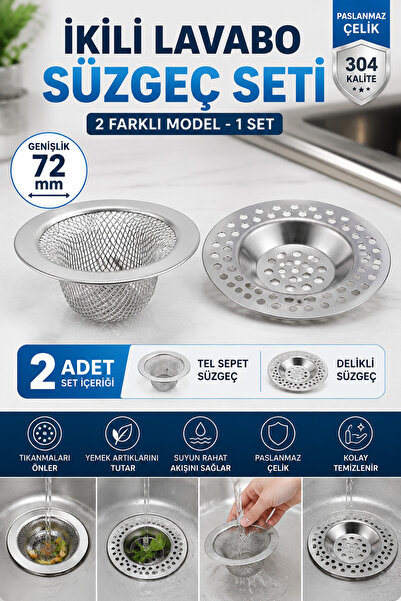 Binbirreyon Stainless Steel Drain Strainer Set with Basket Sink Strainer 72mm...