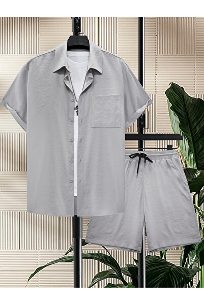 Take Two By Styli Men Plus Size Casual Shirt and Shorts Co-Ord Set