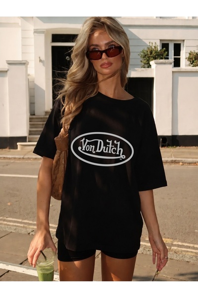 Generic Brand Oval Frame Von Dutch Text,women's t-shirt,crew neck,casual wear...