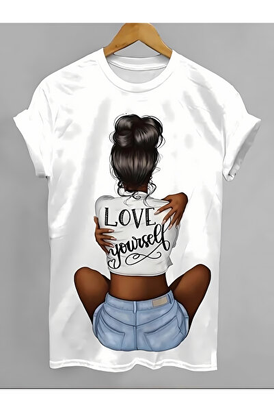 128 Summer T-Shirt, Women's Printed T-Shirt, Round Neck Short-Sleeved Shirt, ...