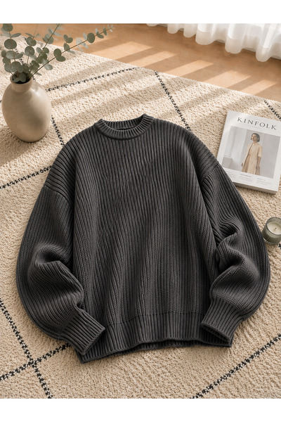 DepoExport Women's Premium Oversize Soft Crew Neck Knitwear Sweater