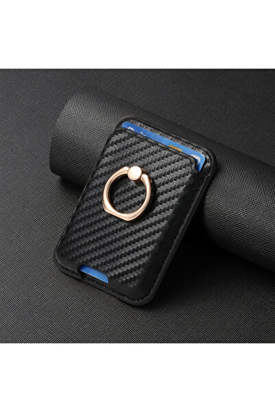 choice2 Black For Magsafe Wallet Carbon Fiber Magnet Card Holder Storage Pouc...