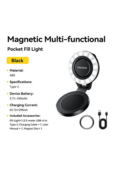 Choice ESSAGER black Essager Smartphone Magnetic Fill Light Mini Selfie Light...