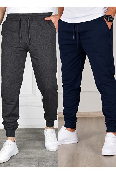 TORUK MAKTO Set of 2 Unisex Ribbed Leg Sweatpants Jogger Comfortable Fit Dail...
