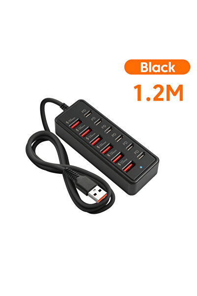 Choice1 Black 12 in 1 Multi-socket Power Strip Adapter With USB Cable HUB USB...