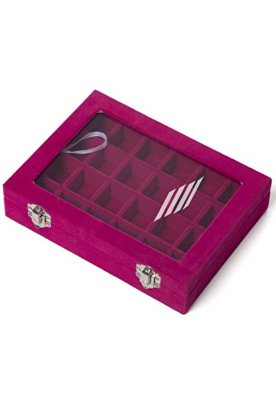STARSTAR Jewelry box 24 compartments transparent lid blue 20x15x5cm.
