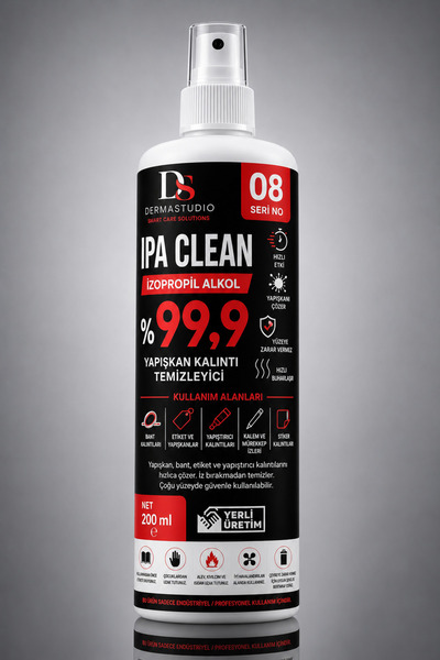 IPA Clean %99,9 İzopropil Alkol Etiket, Bant ve Yapışkan Kalıntı Temizleyici 200 ml