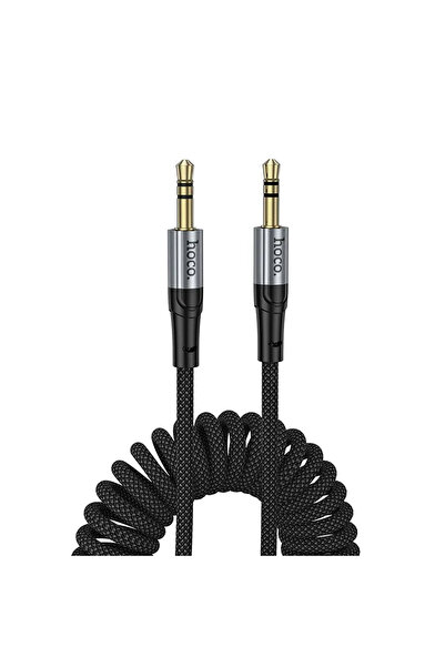 Hoco Cablu Audio AUX Hi-Fi UPA33, Jack 3.5mm, Brodat, Spiralat, 1.5m, Negru