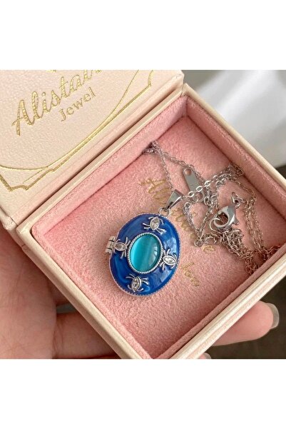 Heda Jewelry قلادة أوبال فضية - قلادة تذكارية قابلة للفتح بغطاء