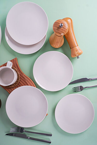 Heda Porselen Off-White 6-Piece Porcelain Cake Set
