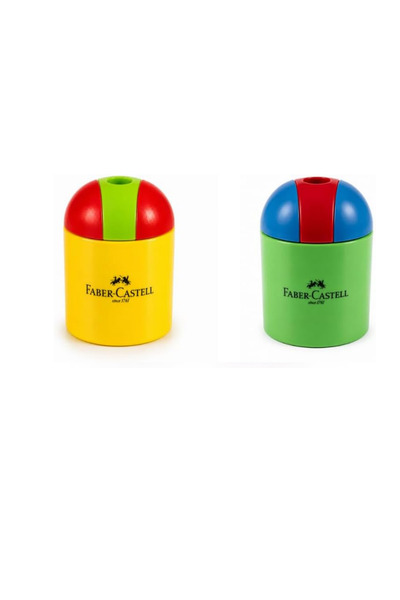 Faber Castell 2 Pcs Faber Pencil Sharpener with Chamber, Cylinder, Vibrant Co...