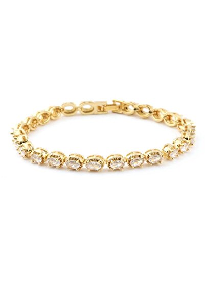 FERİST Oval Kristal Taşlı Zincir Bileklik