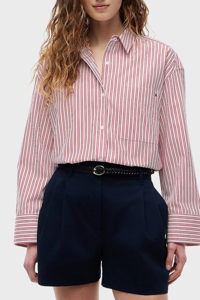 Tommy Hilfiger Poplin Çizgili Oversize Gömlek Kadın GÖMLEK WW0WW51129 0FC