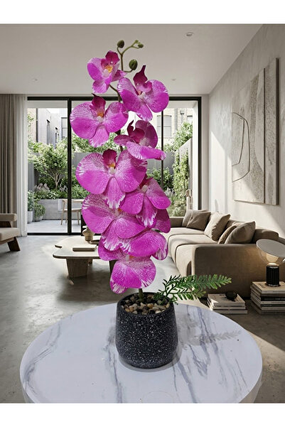 co arma Artificial Orchid Flower with Glass Vase Beautiful and Exquisite Shap...
