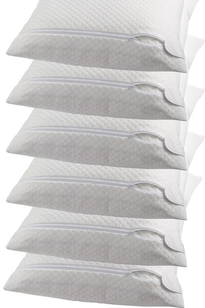 Mirabuy FeyzaDesign 6'lı Kapitoneli Fermuarlı Yastık Koruyucu - Yastık Alezi