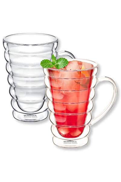 WILMAX ENGLAND Set 2 Cesti Termo Sticla Dublu Perete, 250 ml, Transparente, C...
