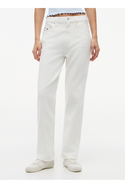 Tommy Jeans Beyaz Kadın Slim Straight Denim Pantolon DW0DW230741D0