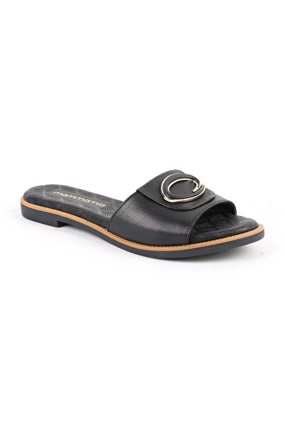 Mammamia Women's Slippers Daily Genuine Leather Single Strap Metal Accessory ...