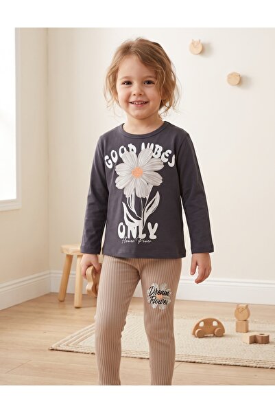 MiniKids Set 2 piese GOOD VIBES, crem