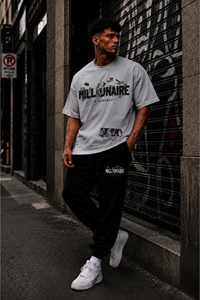 JAWÜ STYLE ΣΕΤ Φόρμας T-shirt και Παντελόνι από Βαμβάκι με Σχέδιο Millionaire...